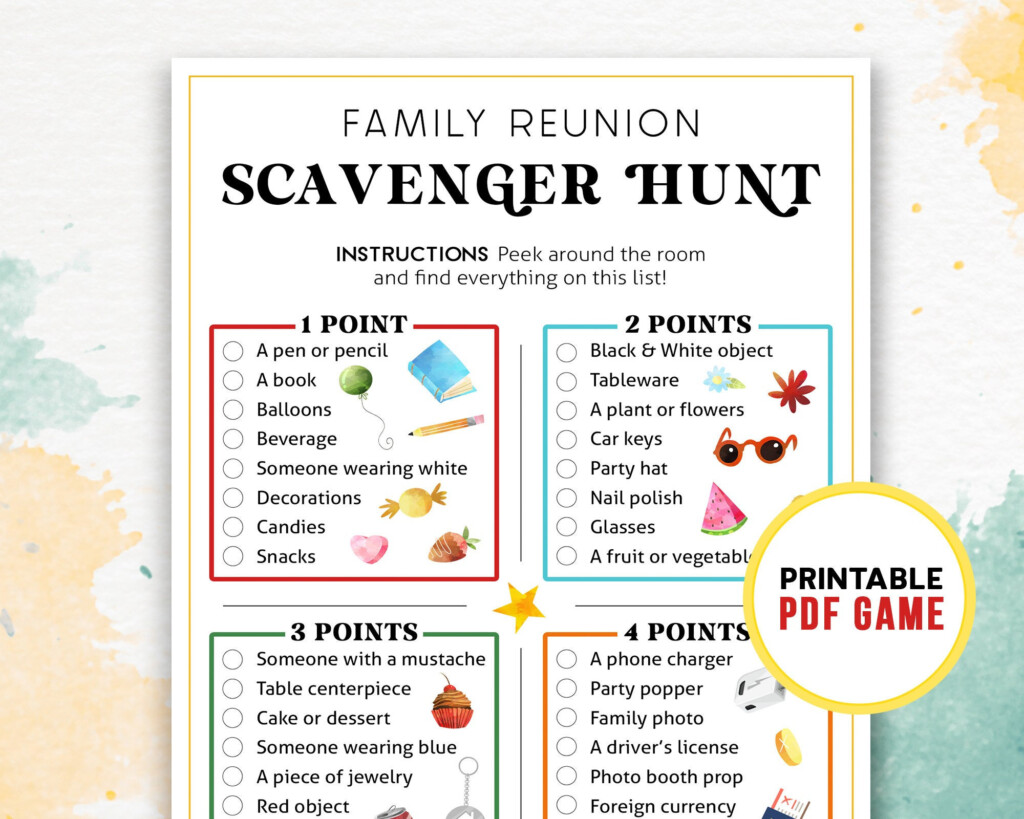 Family Reunion Scavenger Hunt Printable Games For Adults Etsy