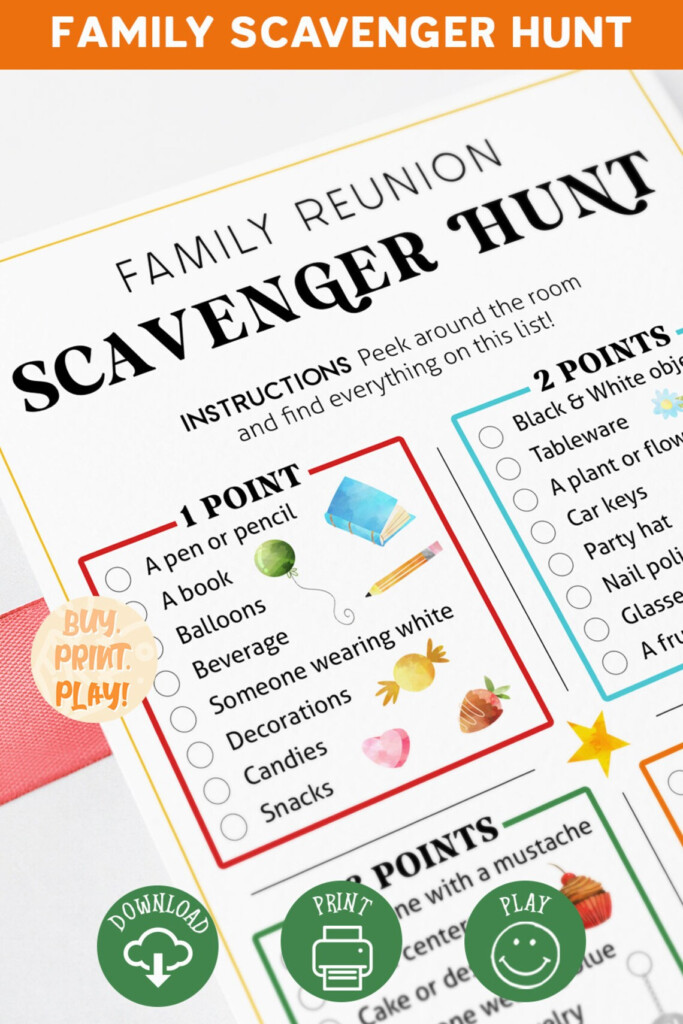 Family Reunion Scavenger Hunt Printable Games For Adults Etsy