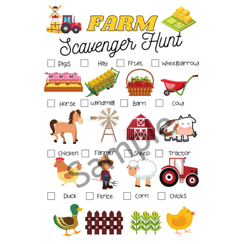 Farm Scavenger Hunt Printable Printable Word Searches