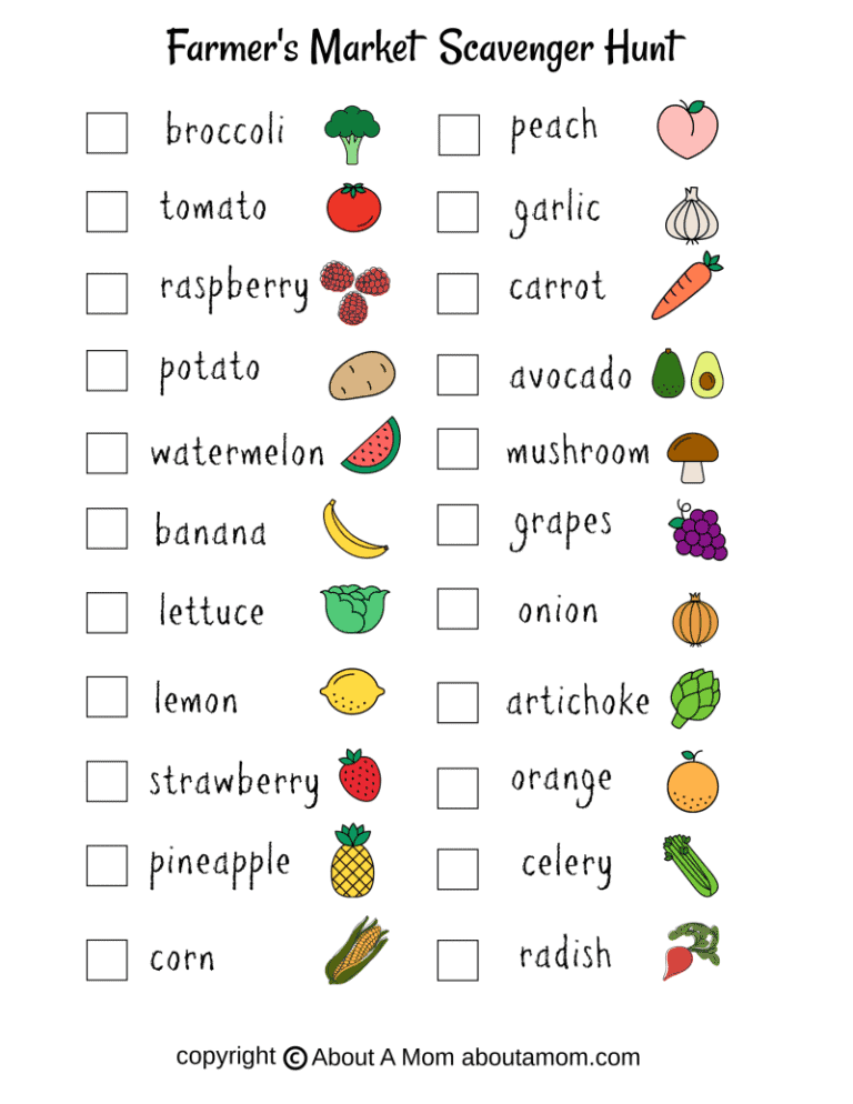 Farmer s Market Scavenger Hunt Printable About A Mom