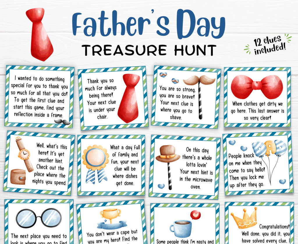 Father s Day Treasure Hunt Clues Scavenger Hunt For Kids And Adults 