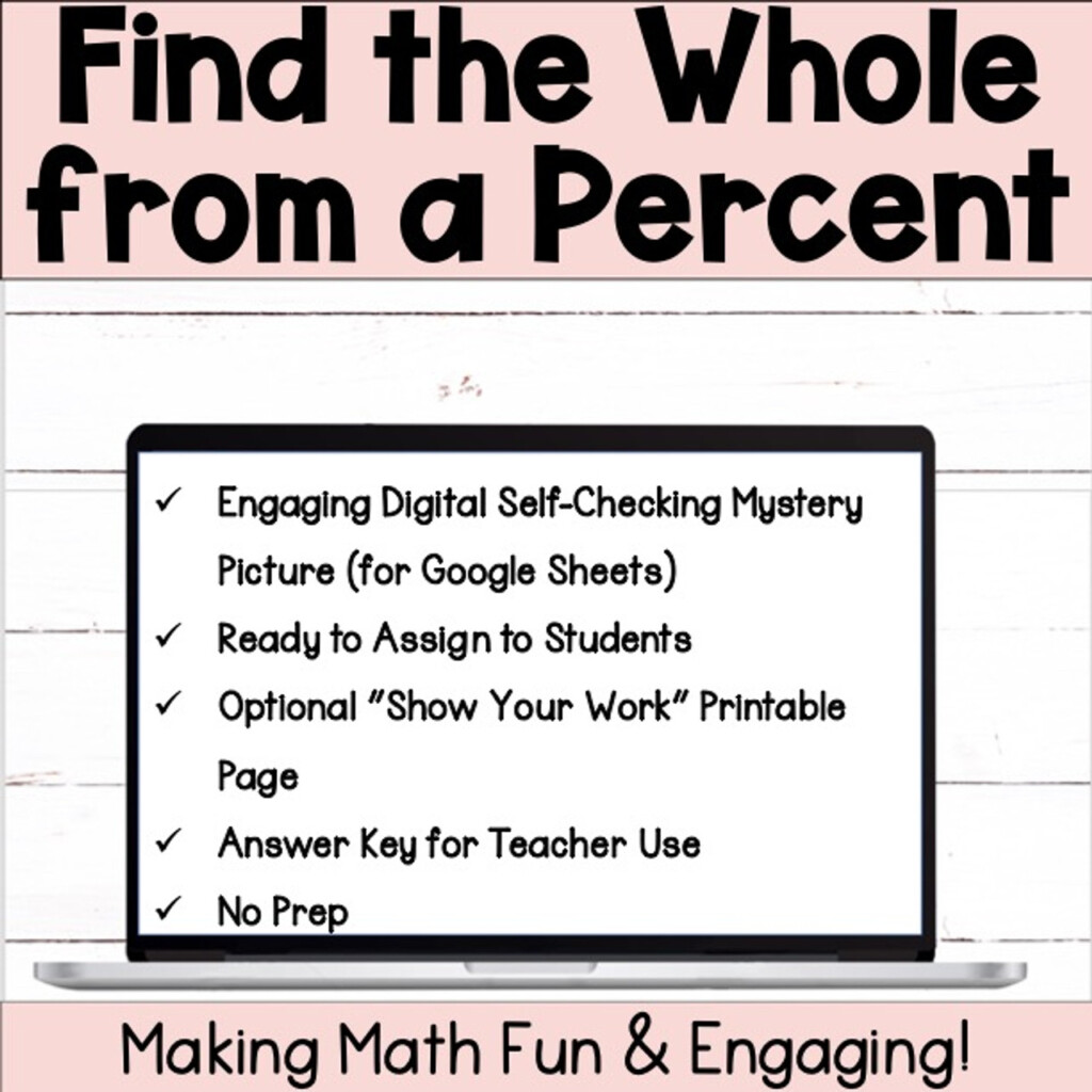 Find The Whole From A Percent Percent Proportions Self Checking 