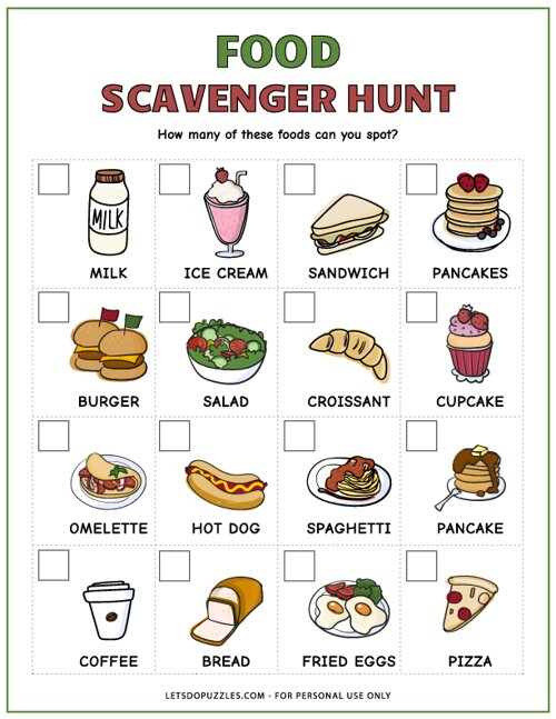 Food Scavenger Hunt For Kids