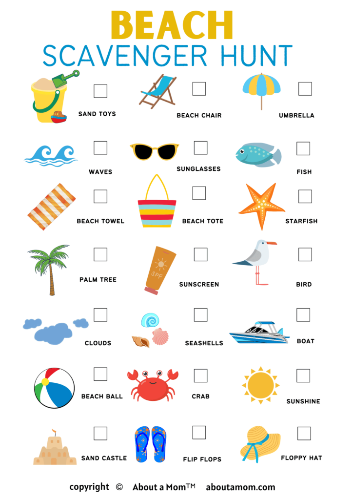 Free Beach Scavenger Hunt Printable About A Mom