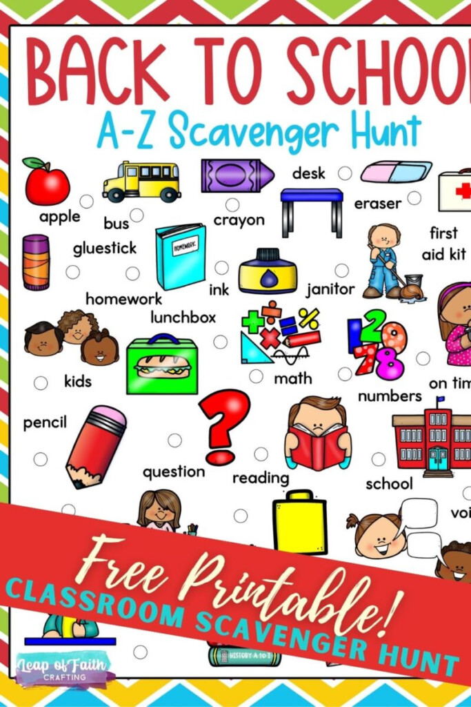 FREE Classroom Scavenger Hunt A To Z Printable Leap Of Faith Crafting