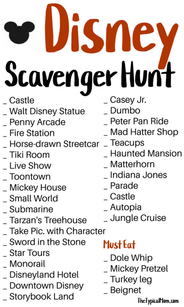 Free Disney Scavenger Hunt Disneyland Scavenger Hunt PDF