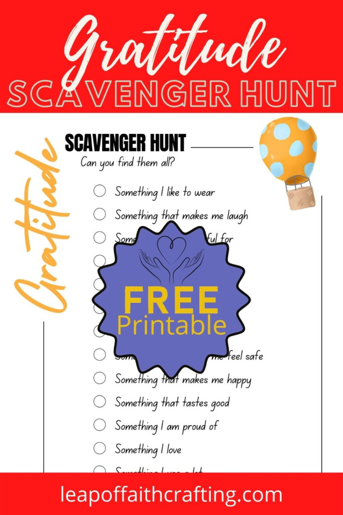 FREE Gratitude Scavenger Hunt Printable Leap Of Faith Crafting