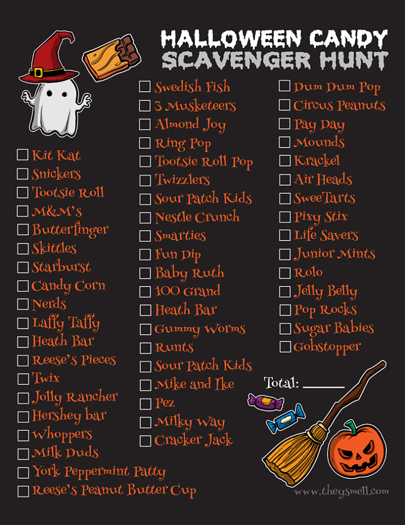 Free Halloween Candy Scavenger Hunt Printable 24 7 Moms