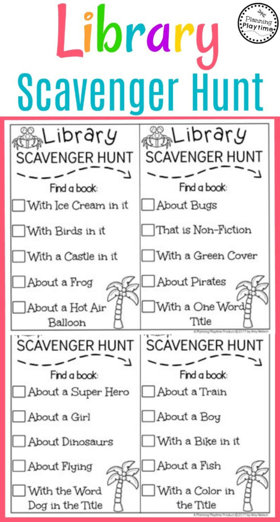 Free Library Scavenger Hunt Worksheet