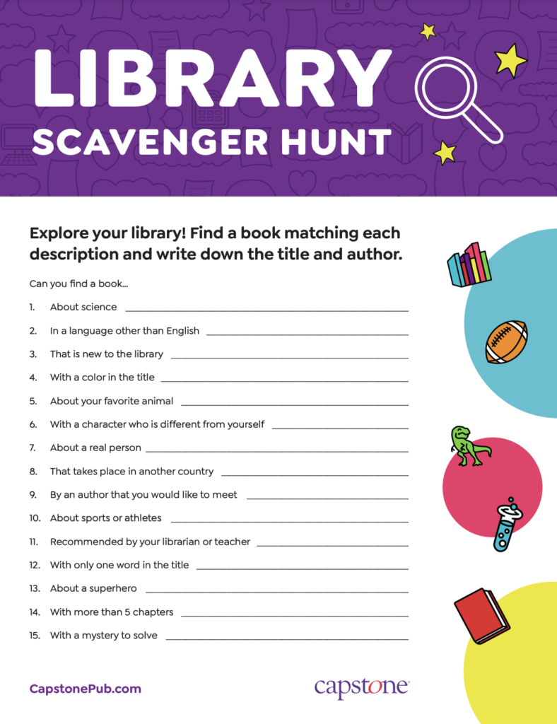 Free Library Scavenger Hunt Worksheet