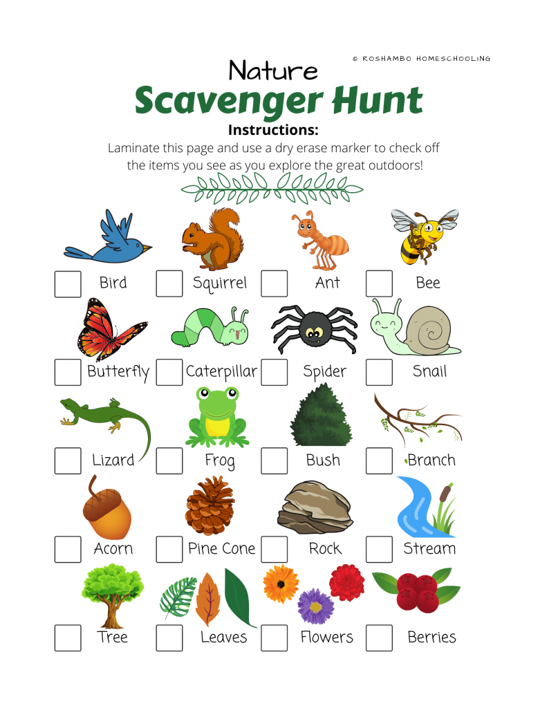 Free Nature Scavenger Hunt Printable