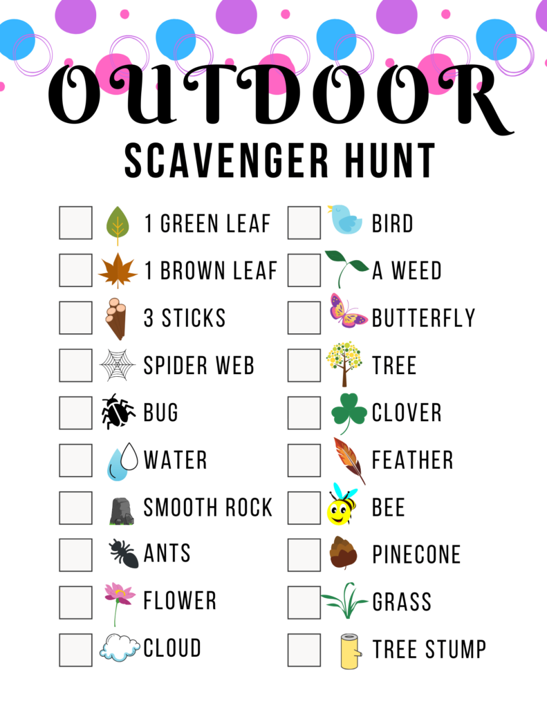 Free Outdoor Scavenger Hunt Printable