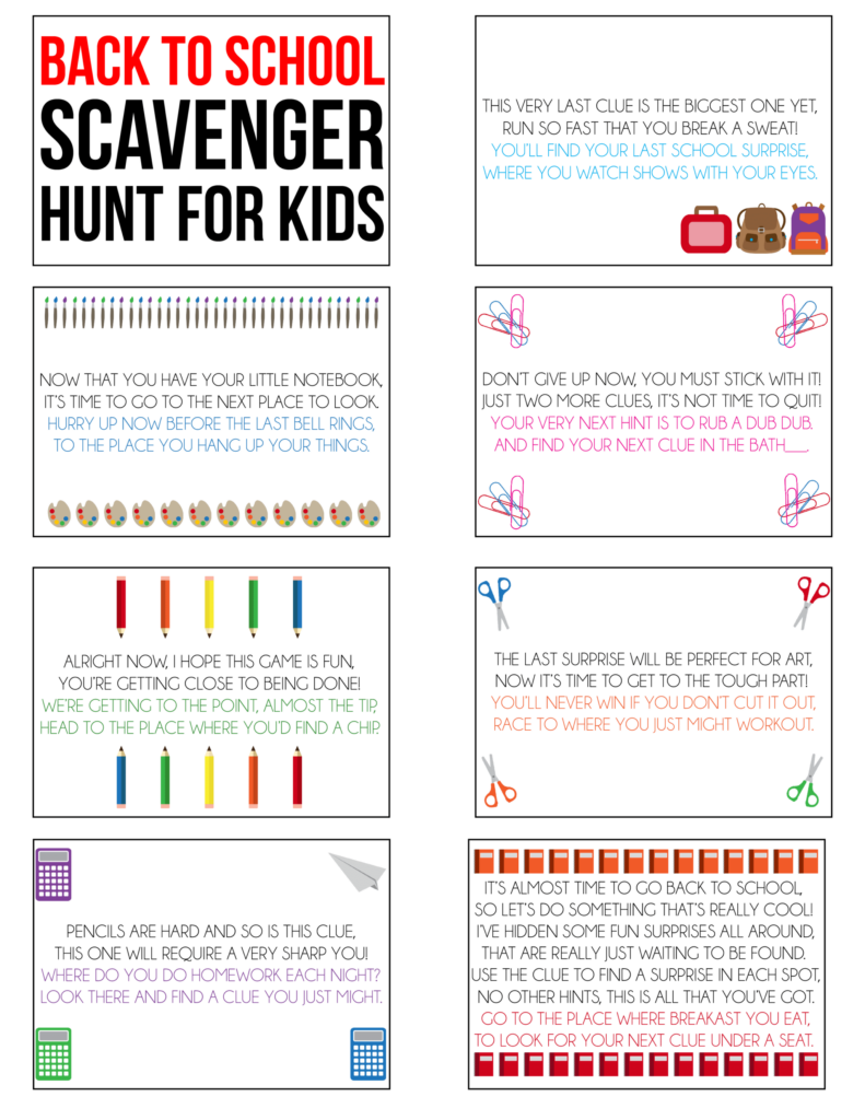 Free Printable Back To School Scavenger Hunt For Kids Playfuns