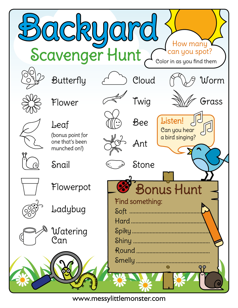 Free Printable Backyard Scavenger Hunt FREE PRINTABLE TEMPLATES