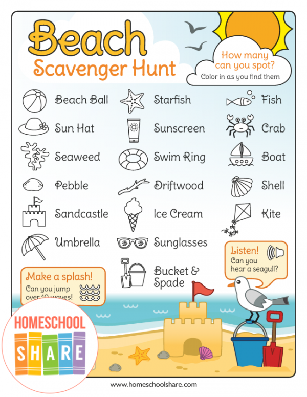 Free Printable Beach Scavenger Hunt Homeschool Share