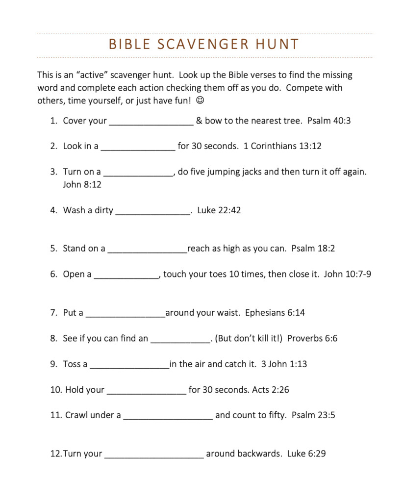 Free Printable Bible Scavenger Hunt FREE PRINTABLE TEMPLATES