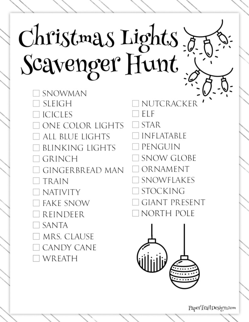 Free Printable Christmas Light Scavenger Hunt Paper Trail Design