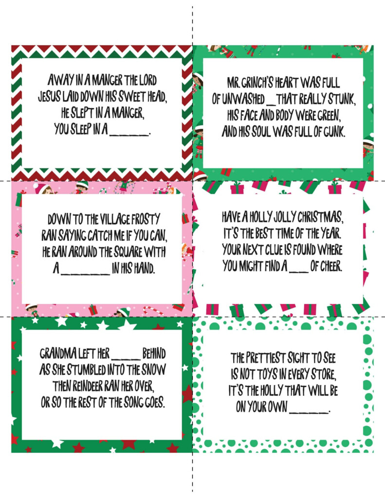 Free Printable Christmas Scavenger Hunt Clues Printable Blog