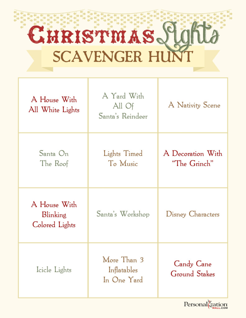 Free Printable Christmas Scavenger Hunt Fill In The Form Below To Print 