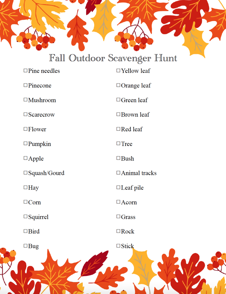 Free Printable Fall Scavenger Hunts 7 Options