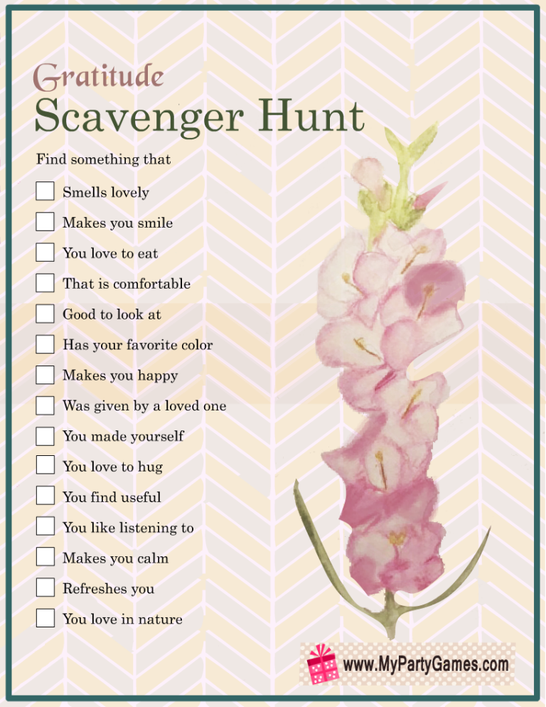 Free Printable Gratitude Scavenger Hunt Cards