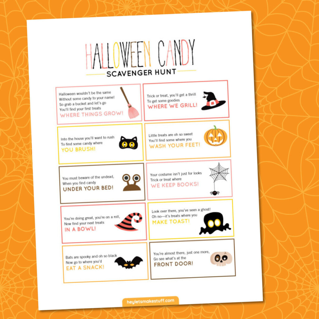 Free Printable Halloween Candy Scavenger Hunt Hey Let s Make Stuff