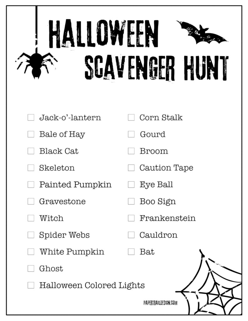 Free Printable Halloween Scavenger Hunt List Free Templates Printable