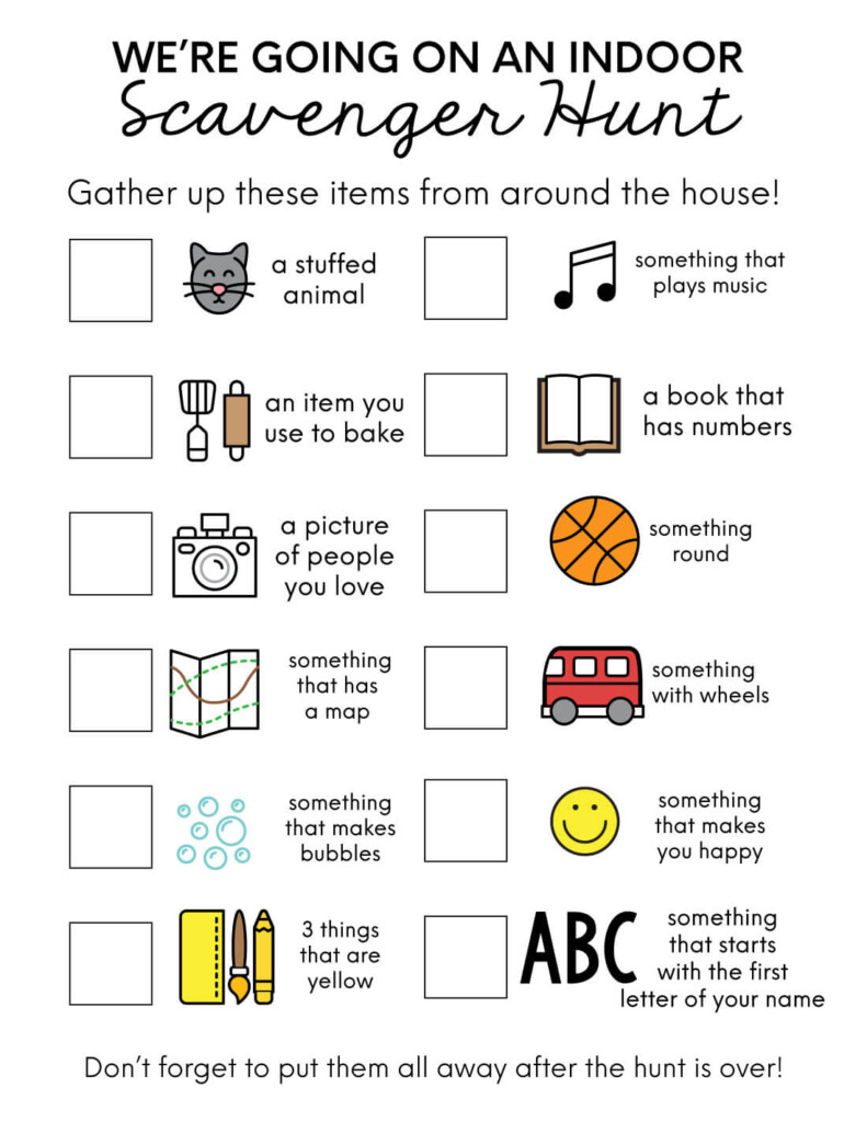 Free Printable Indoor Scavenger Hunt