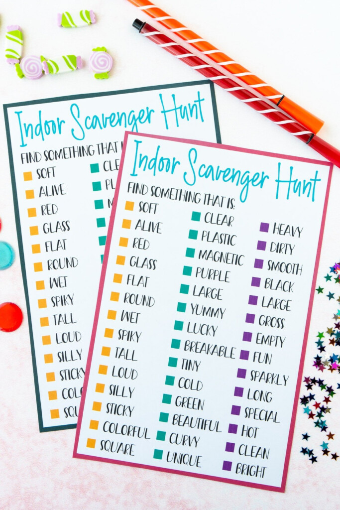 Free Printable Indoor Scavenger Hunt For Kids Play Party Plan