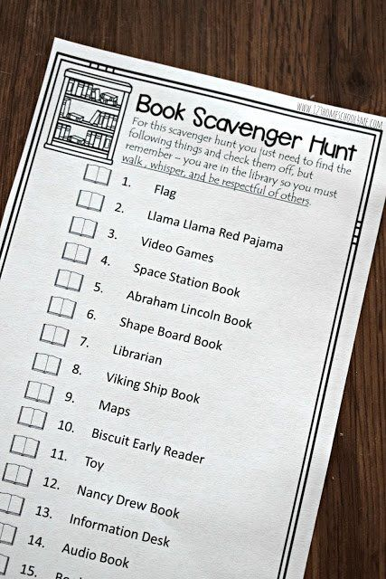 FREE Printable Library Scavenger Hunt For Kids Library Scavenger 