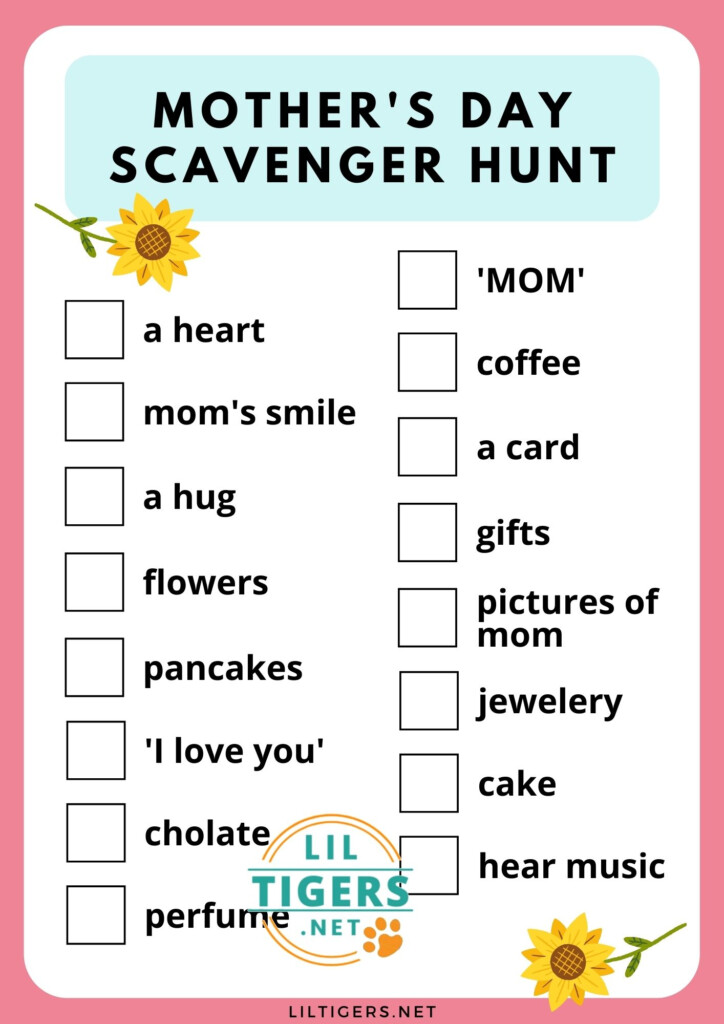 Free Printable Mother s Day Scavenger Hunt Big Family 44 OFF