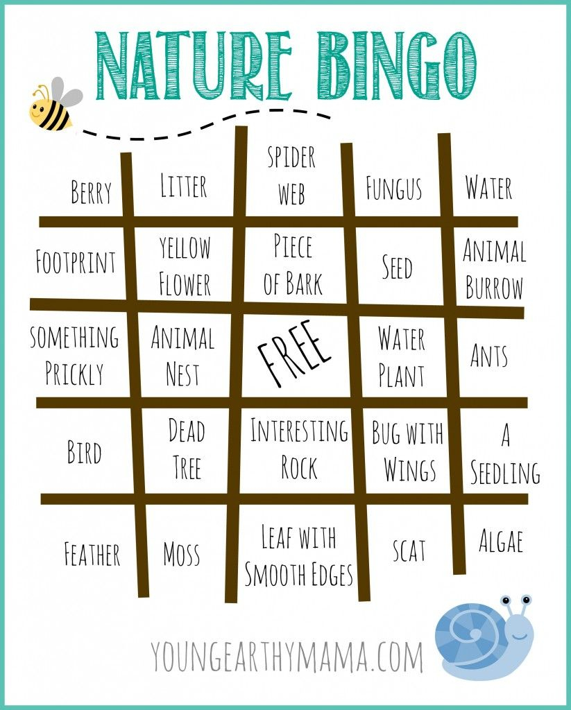 Free Printable Nature Scavenger Hunt Bingo Card Gsalaptop