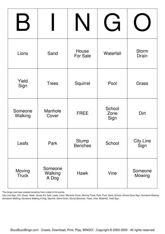 Free Printable Nature Scavenger Hunt Bingo Card Upfapi