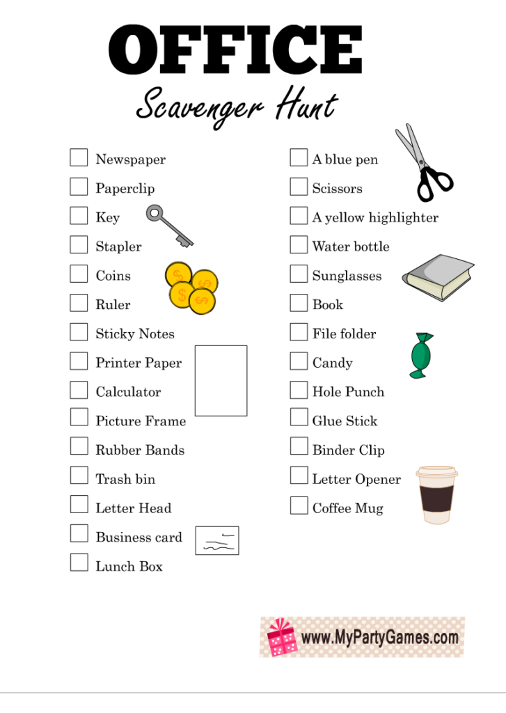 Free Printable Office Scavenger Hunt Game