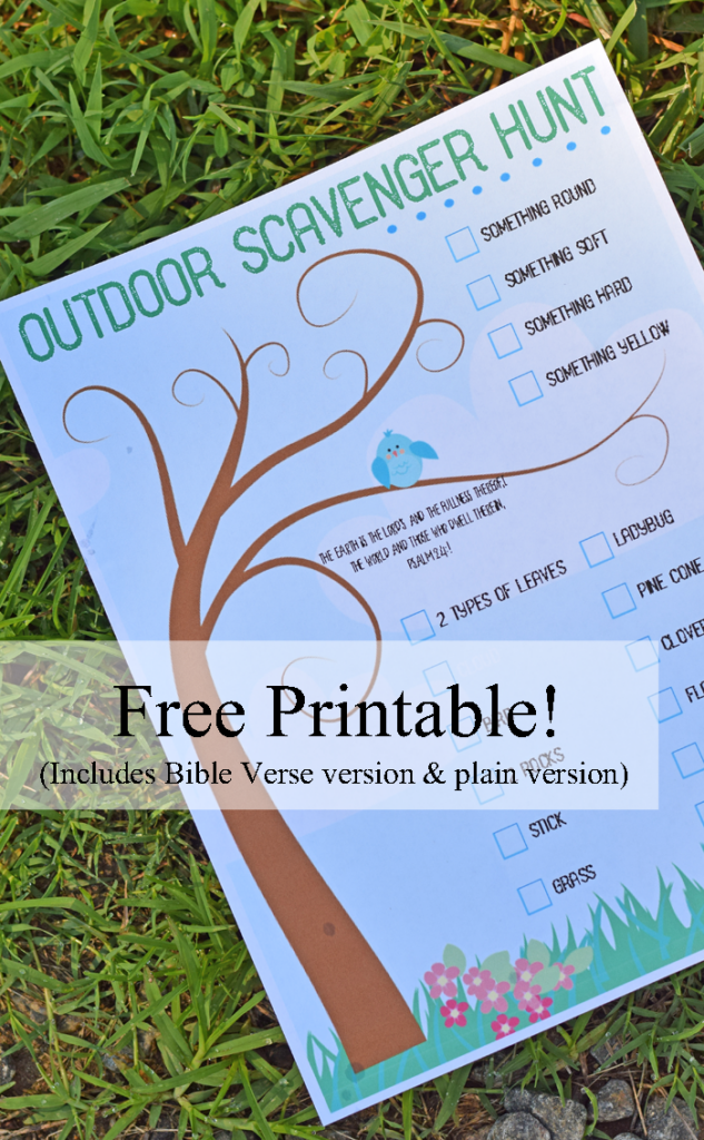 Free Printable Outdoor Scavenger Hunt Includes Regular And Bible Verse 