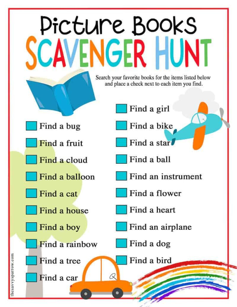 Free Printable Picture Book Scavenger Hunt Book Scavenger Hunt Fun 