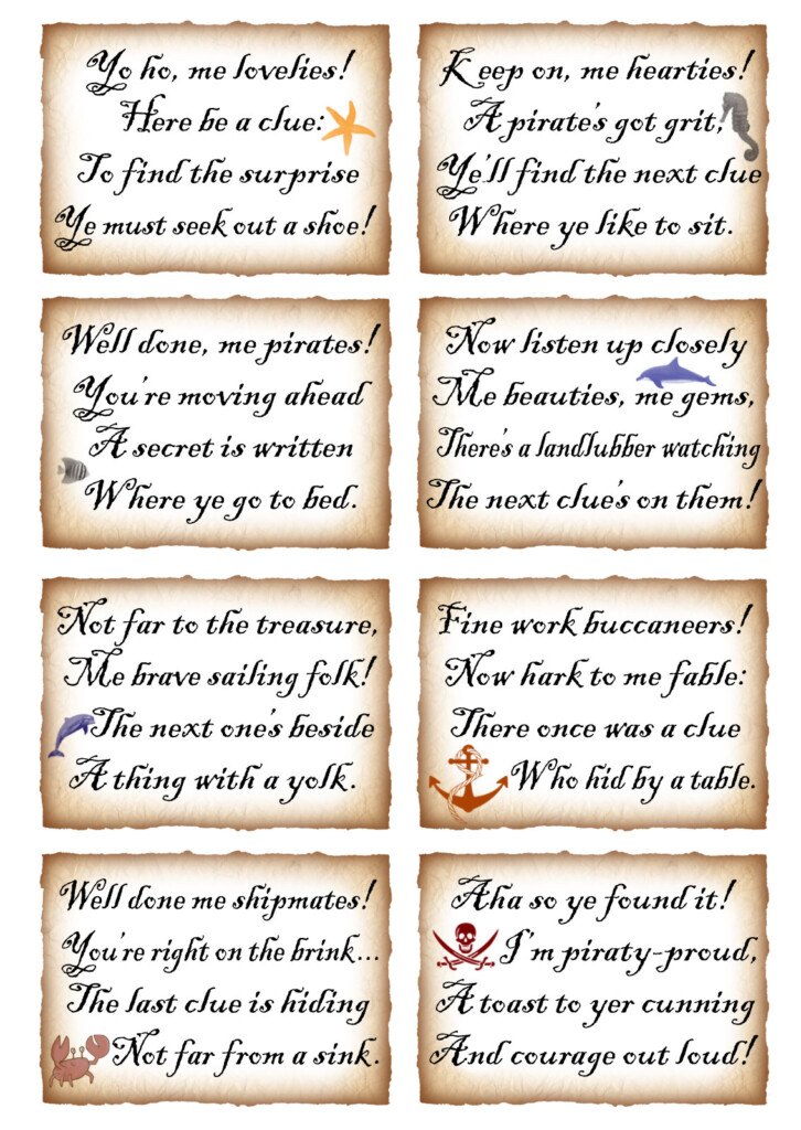 Free Printable Pirate Treasure Hunt Clues