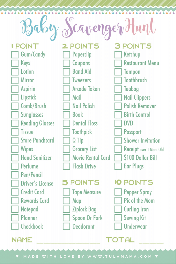 Free Printable Purse Scavenger Hunt