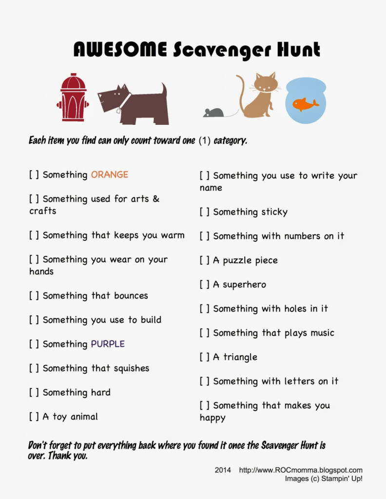 Free Printable Scavenger Hunt For Adults