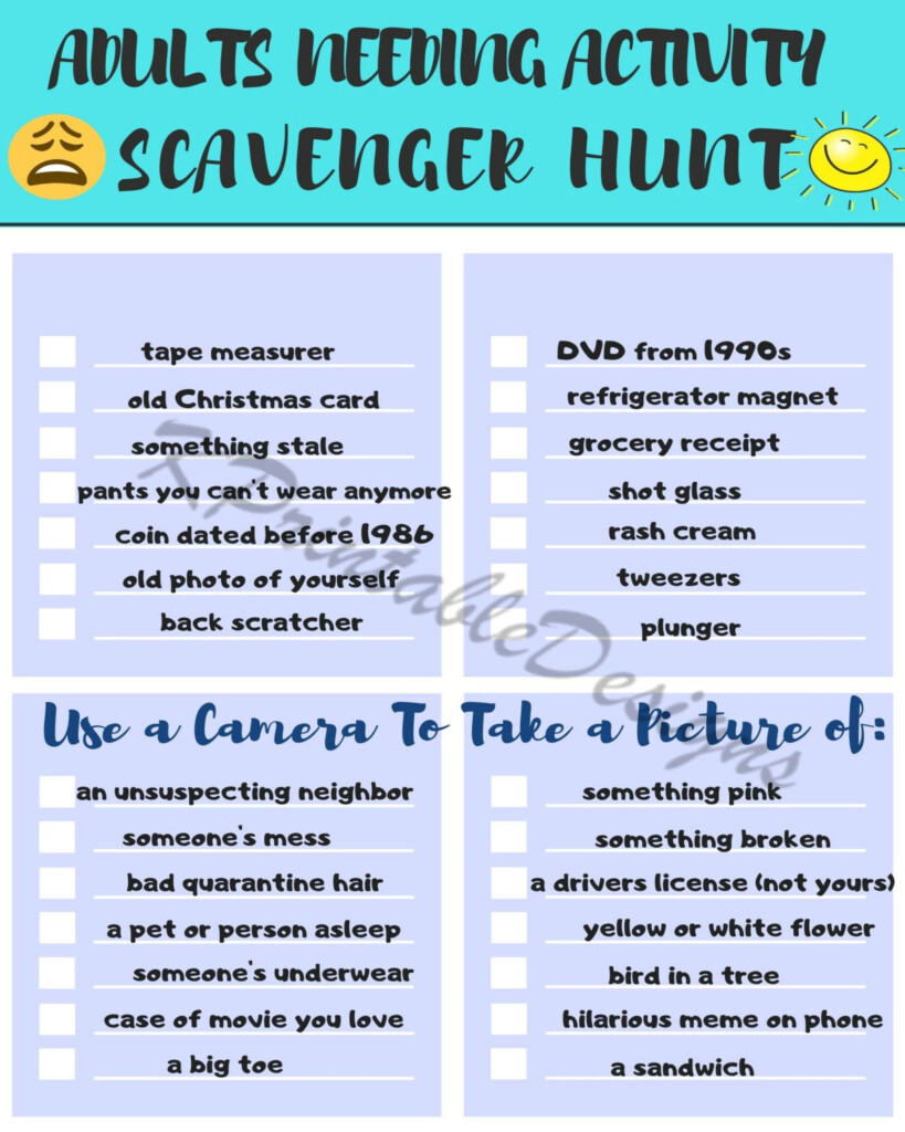 Free Printable Scavenger Hunt For Adults