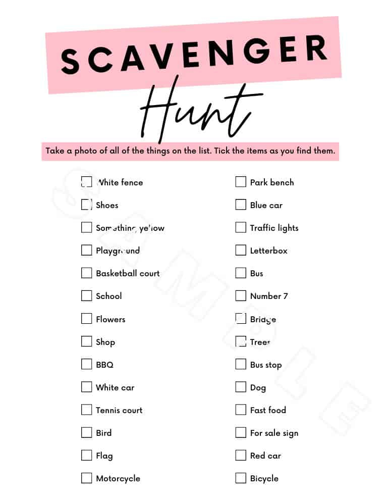 Free Printable Scavenger Hunt For Teenagers Parties Made Personal