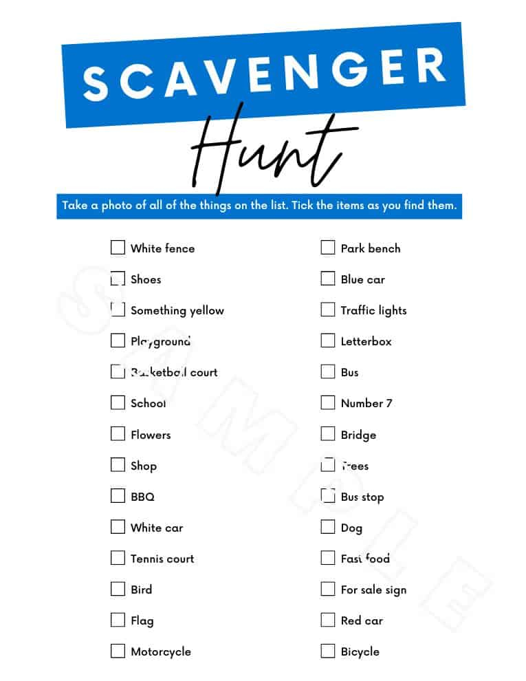 Free Printable Scavenger Hunt For Teenagers Parties Made Personal