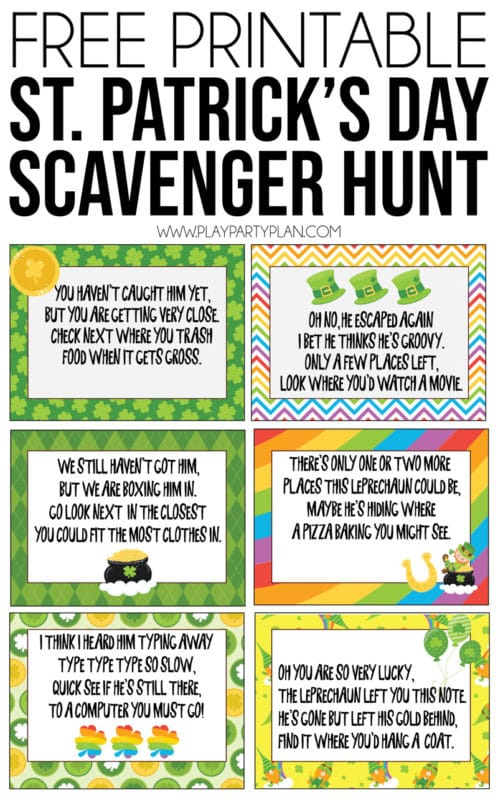 Free Printable St Patrick s Day Scavenger Hunt Riddles Play Party Plan