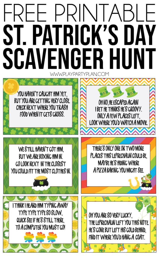 Free Printable St Patrick s Day Scavenger Hunt St Patrick Day 