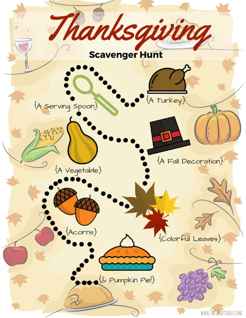 Free Printable Thanksgiving Scavenger Hunt