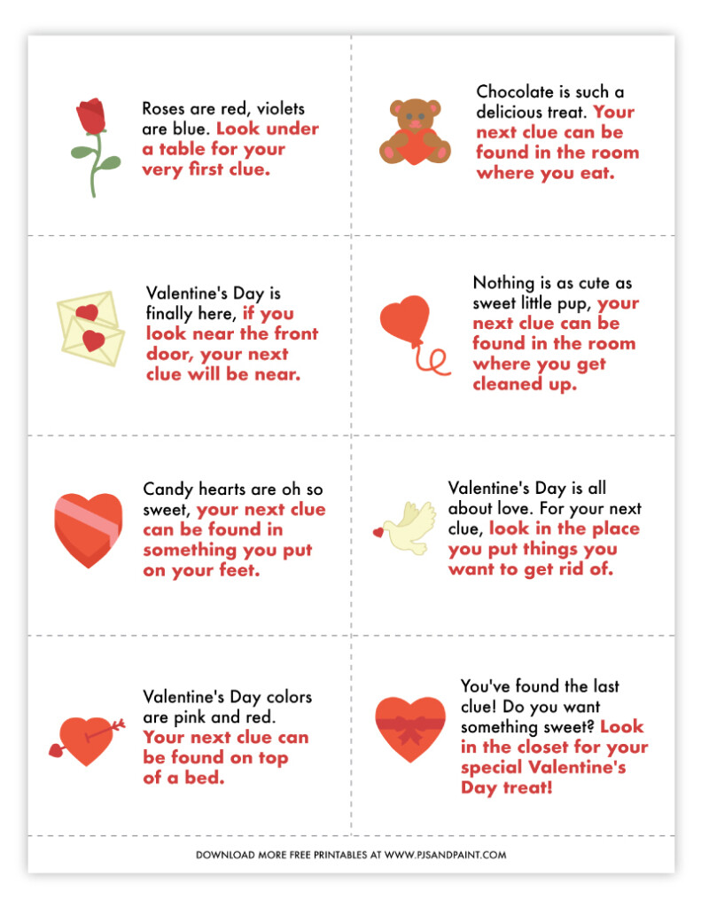 Free Printable Valentine s Day Scavenger Hunt For Kids Pjs And Paint