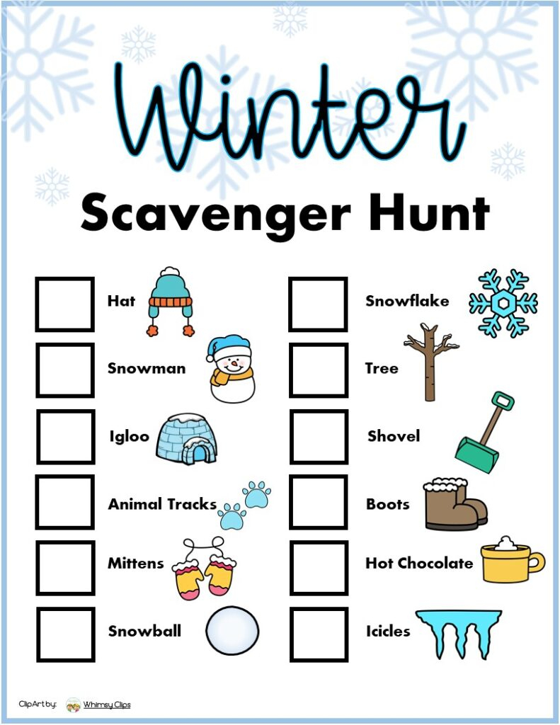 Free Printable Winter Scavenger Hunt Printable Word Searches