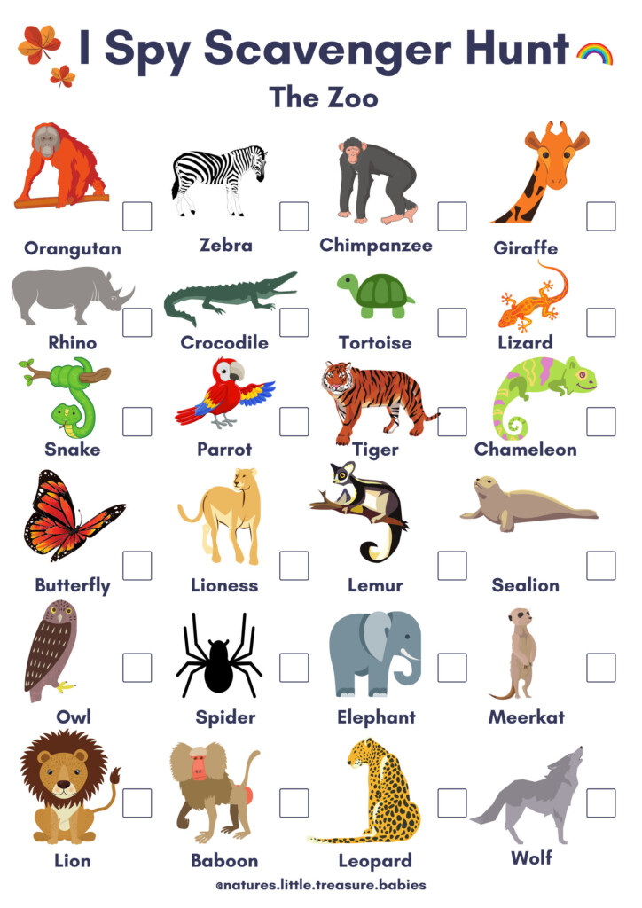 Free Printable Zoo Scavenger Hunt