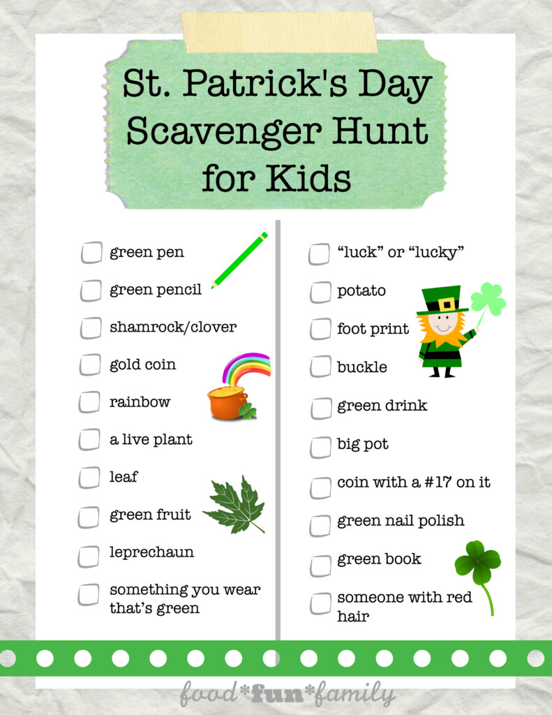 Free St Patrick s Day Scavenger Hunt