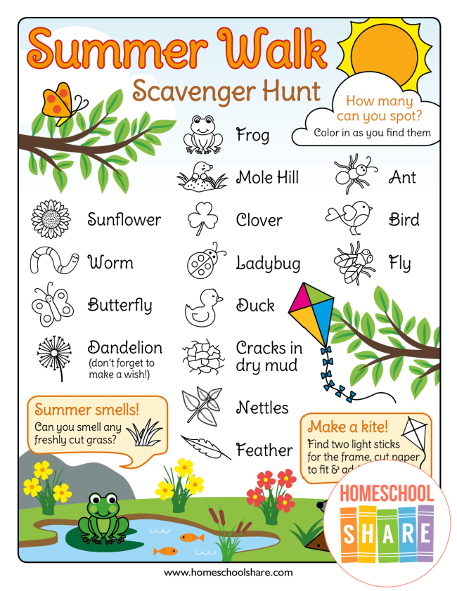 Free Summer Scavenger Hunt For Kids Homeschool Share